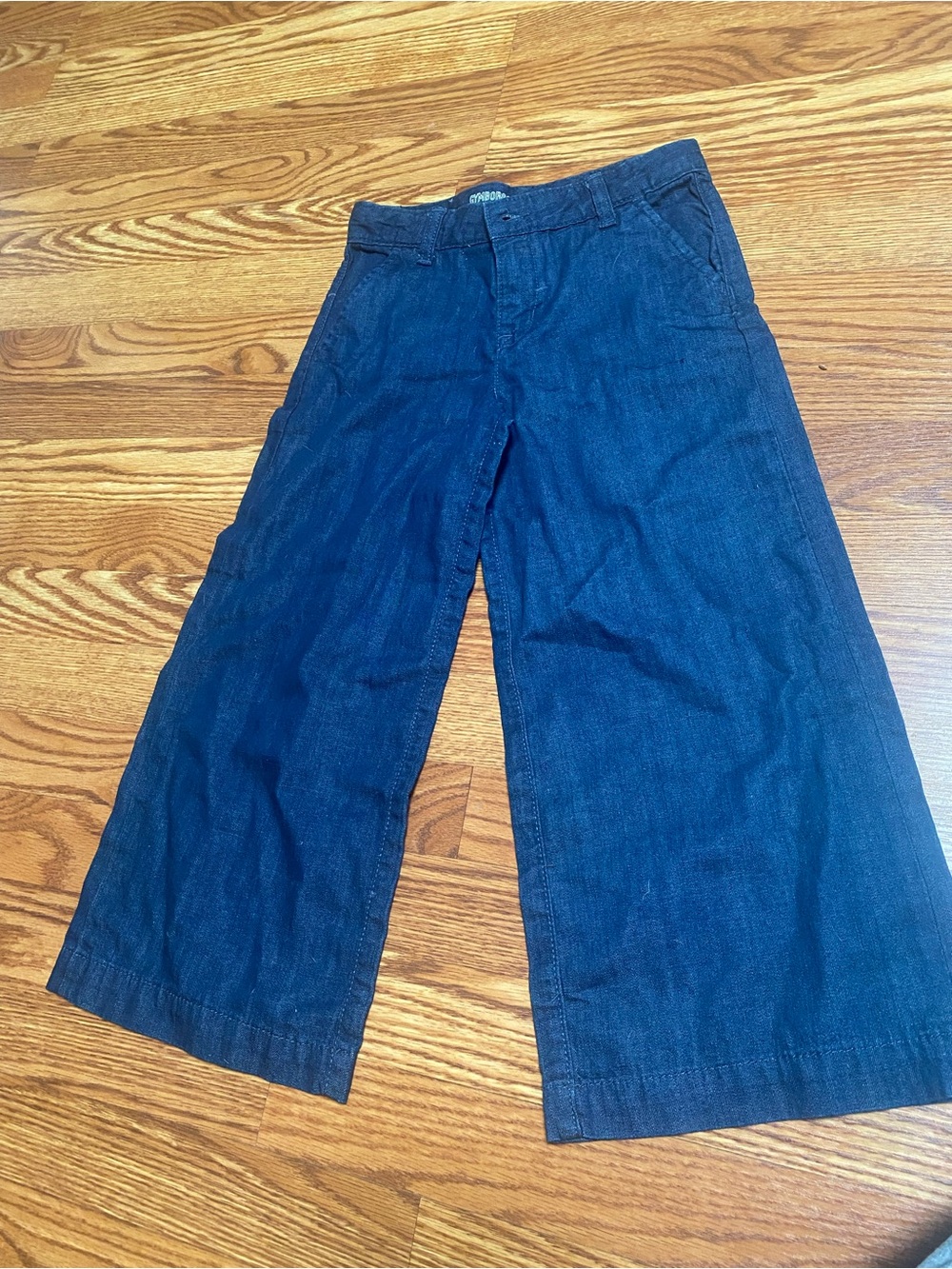 Kids Wide-Leg Dark Blue Denim Pants